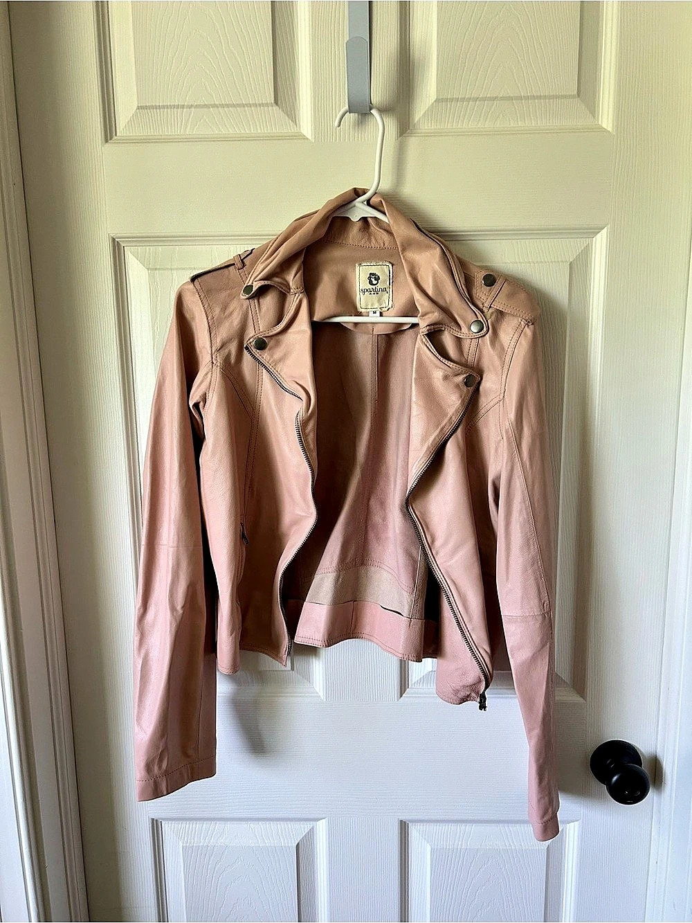 Spartina Pink Leather Jacket Size Medium Like New